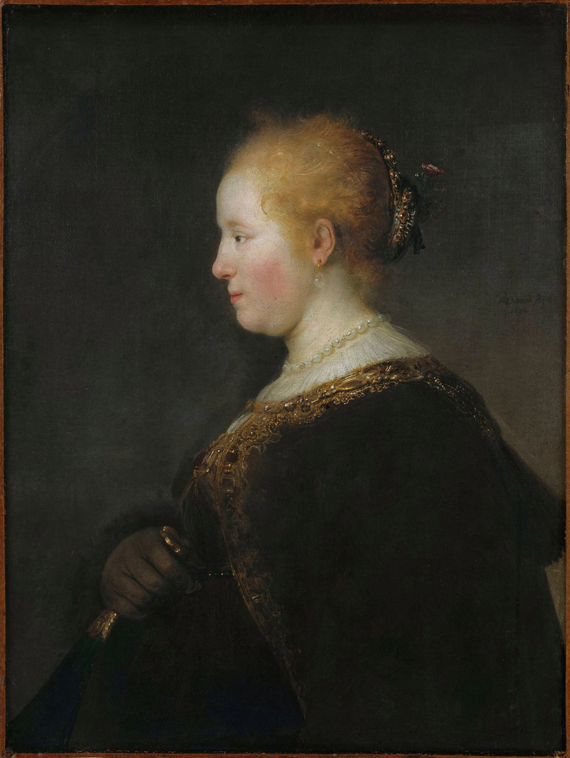 Dama sosteniendo un abanico - Rembrandt