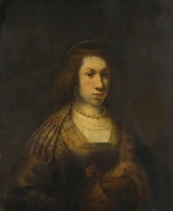 Joven mujer sosteniendo un clavel - Rembrandt