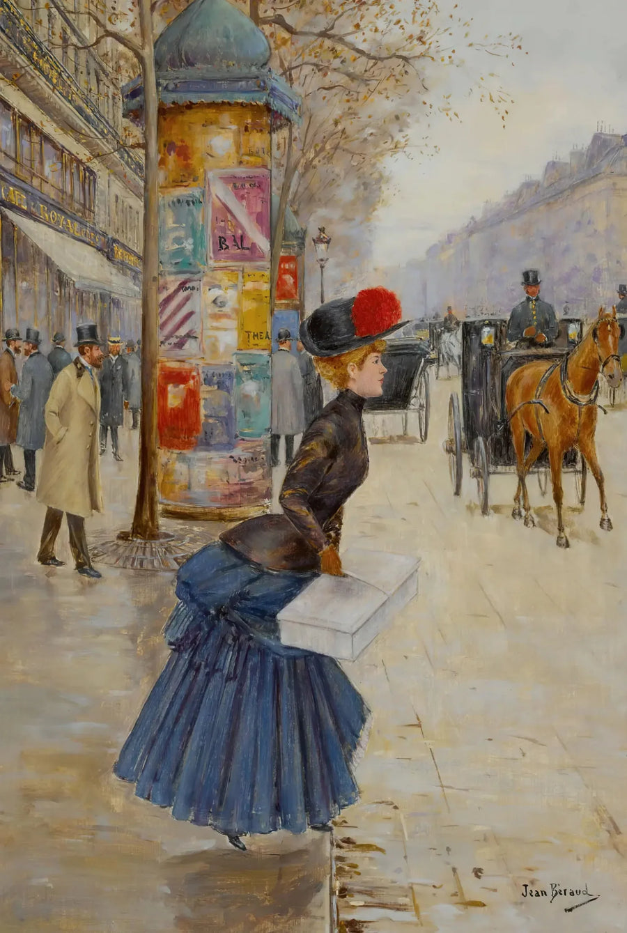 Joven mujer cruzando el bulevar - Jean Béroud
