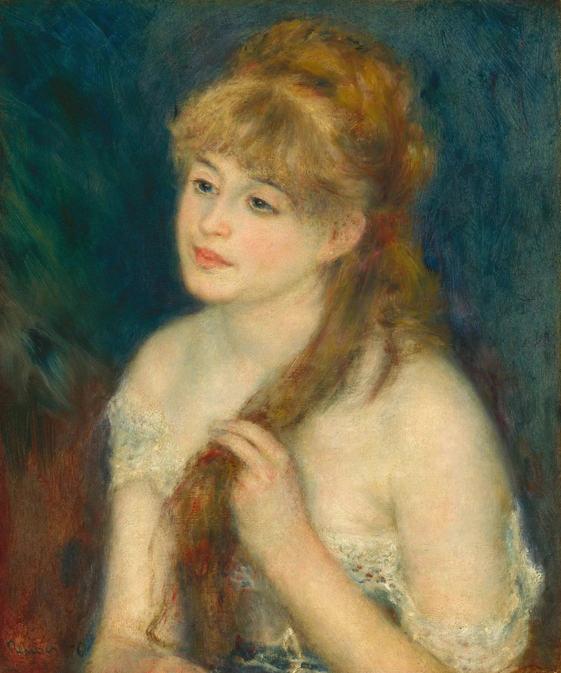 Joven mujer trenzando su cabello - Pierre-Auguste Renoir