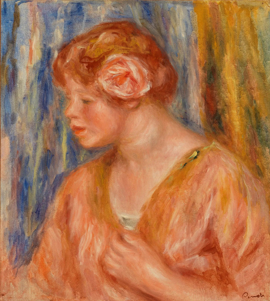 Joven chica con rosa - Pierre-Auguste Renoir