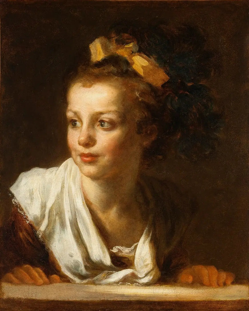 Joven mujer apoyada en el alféizar de una ventana - Jean-Honoré Fragonard