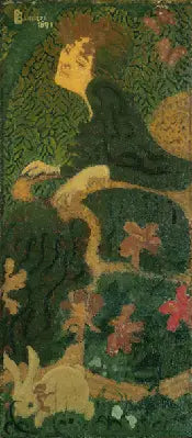 Joven chica sentada con un conejo - Pierre Bonnard