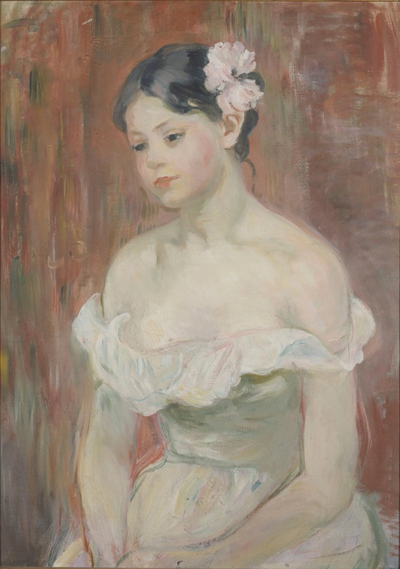 Joven con escote, la flor en el cabello - Berthe Morisot