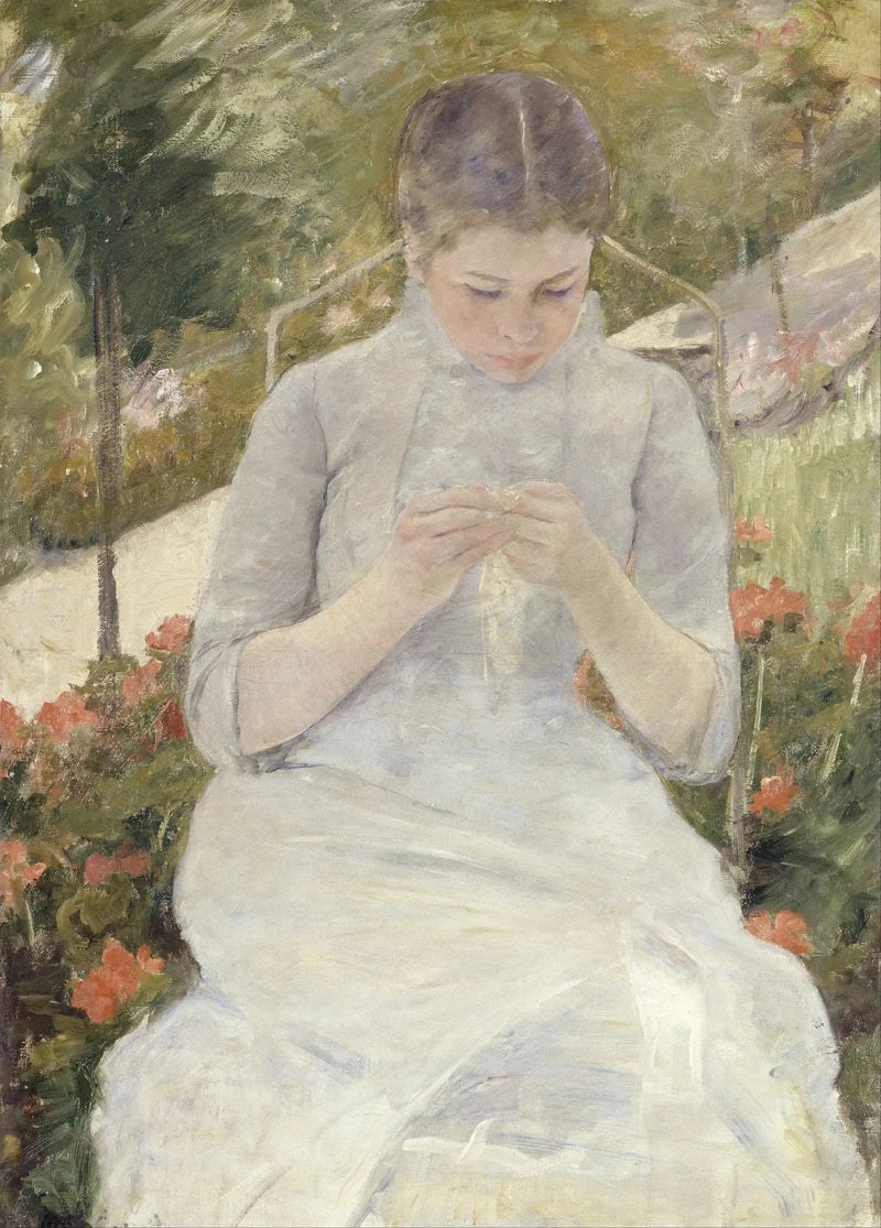 Joven niña en el jardín - Mary Cassatt
