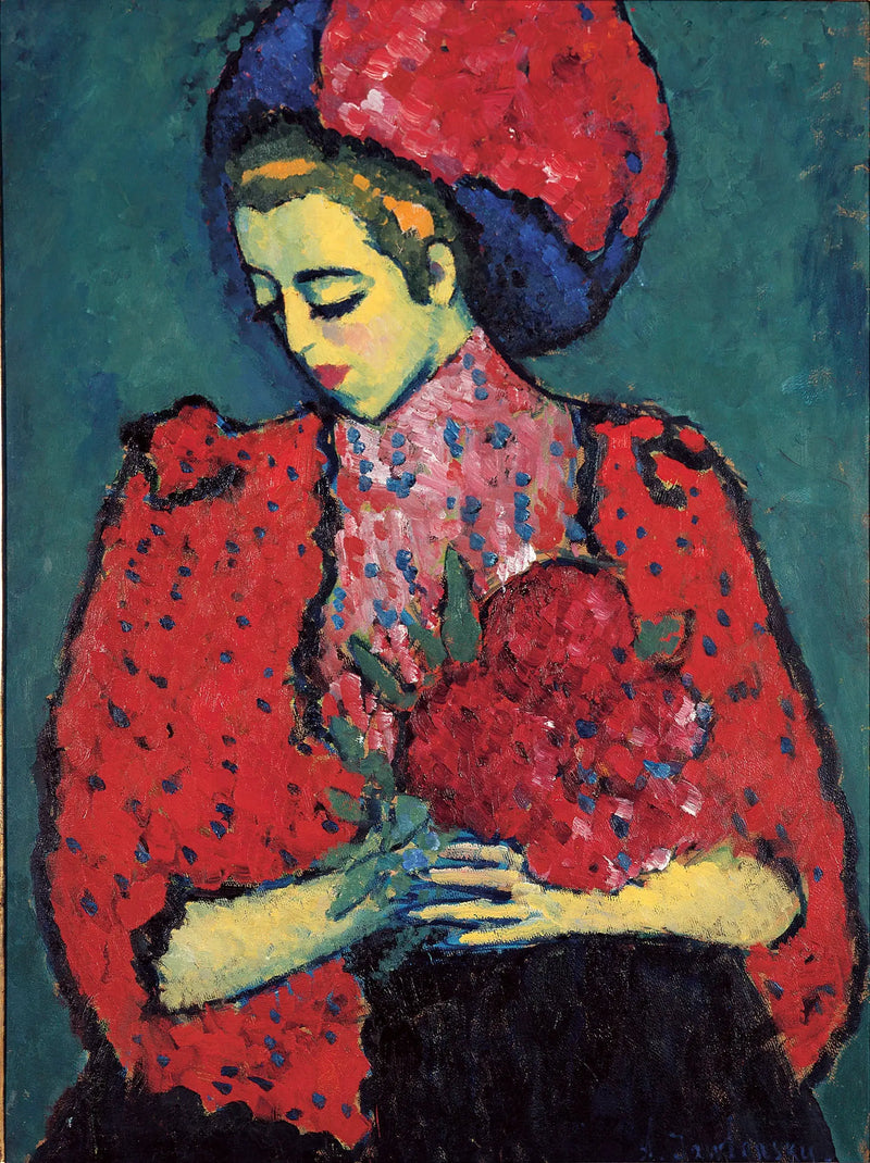 Joven con peonías - Alexej von Jawlensky