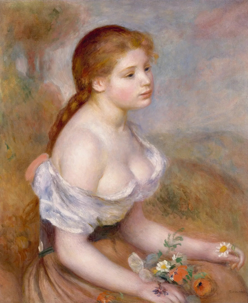 Joven chica con margaritas - Pierre-Auguste Renoir