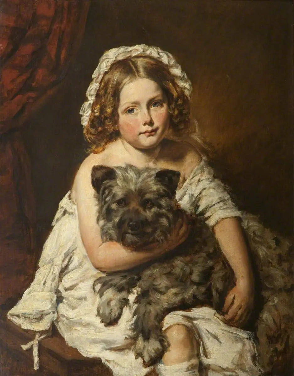 Jeune fille avec un chien - Edwin Henry Landseer - Alpha Reproduction