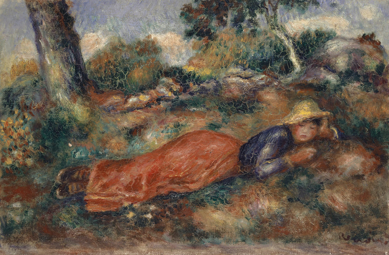 Joven chica acostada sobre la hierba - Pierre-Auguste Renoir
