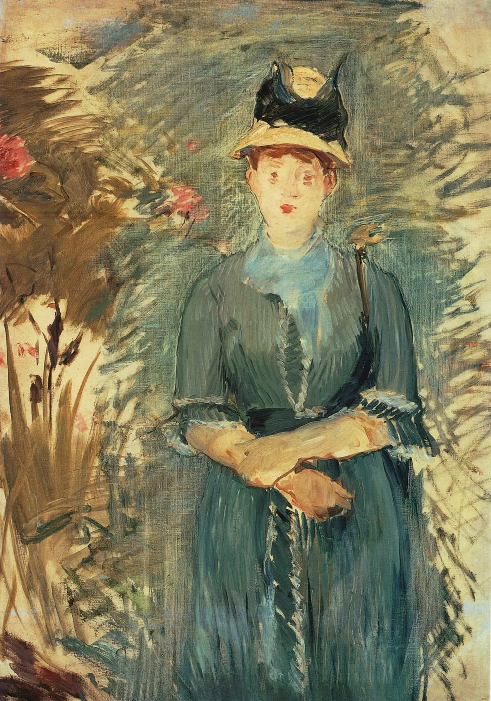 Jeune fille dans les fleurs - Édouard Manet image 1 reproduction artisanale de tableau