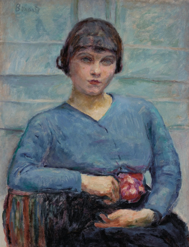 Joven chica en azul, con la rosa - Pierre Bonnard