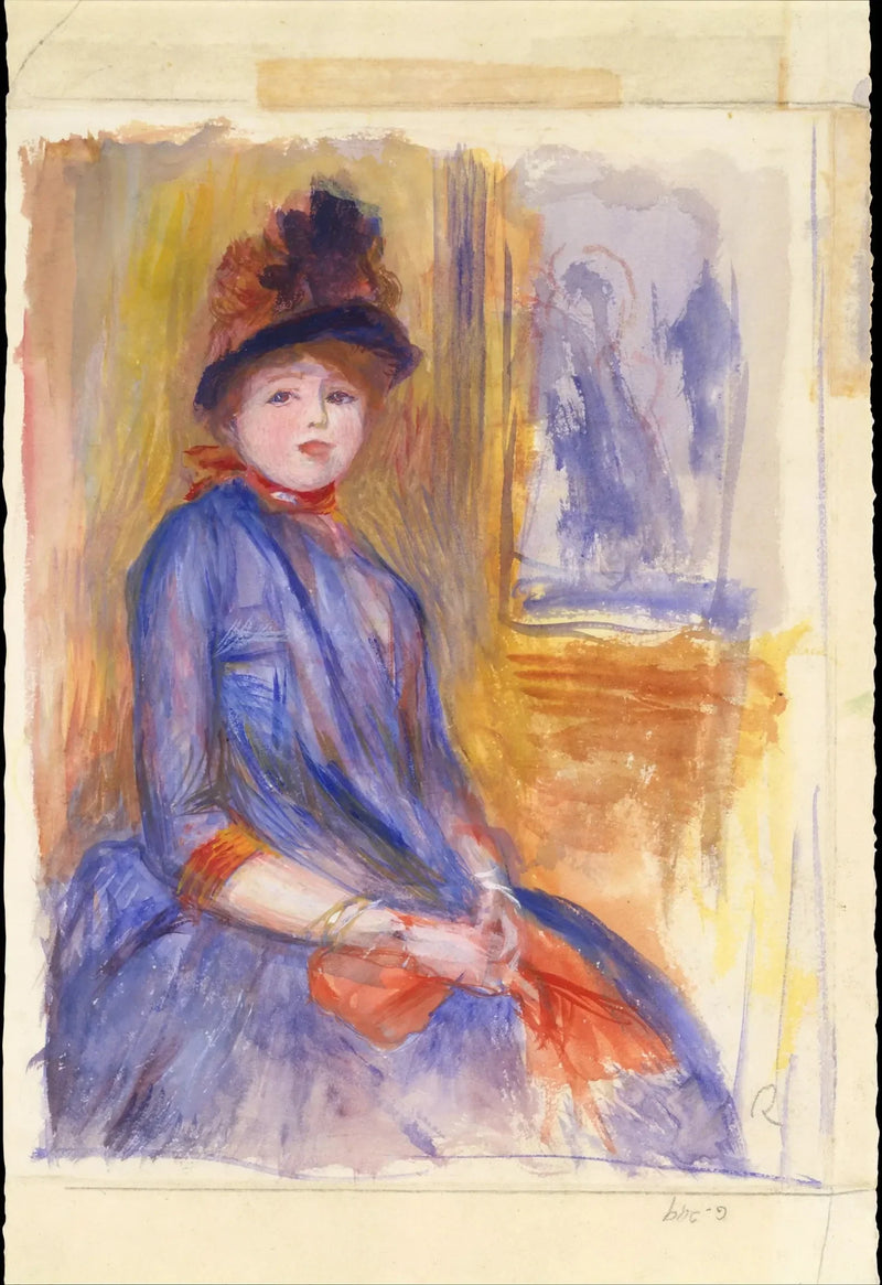 Joven mujer con vestido azul - Pierre-Auguste Renoir