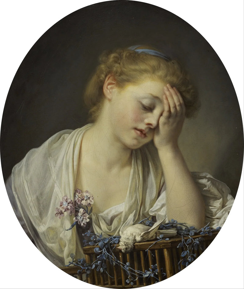 Joven que llora a su pájaro muerto - Jean-Baptiste Greuze