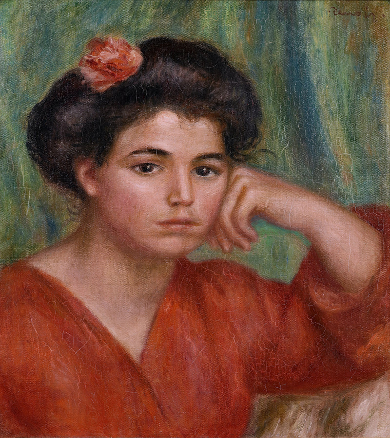 Joven chica con rosa - Pierre-Auguste Renoir