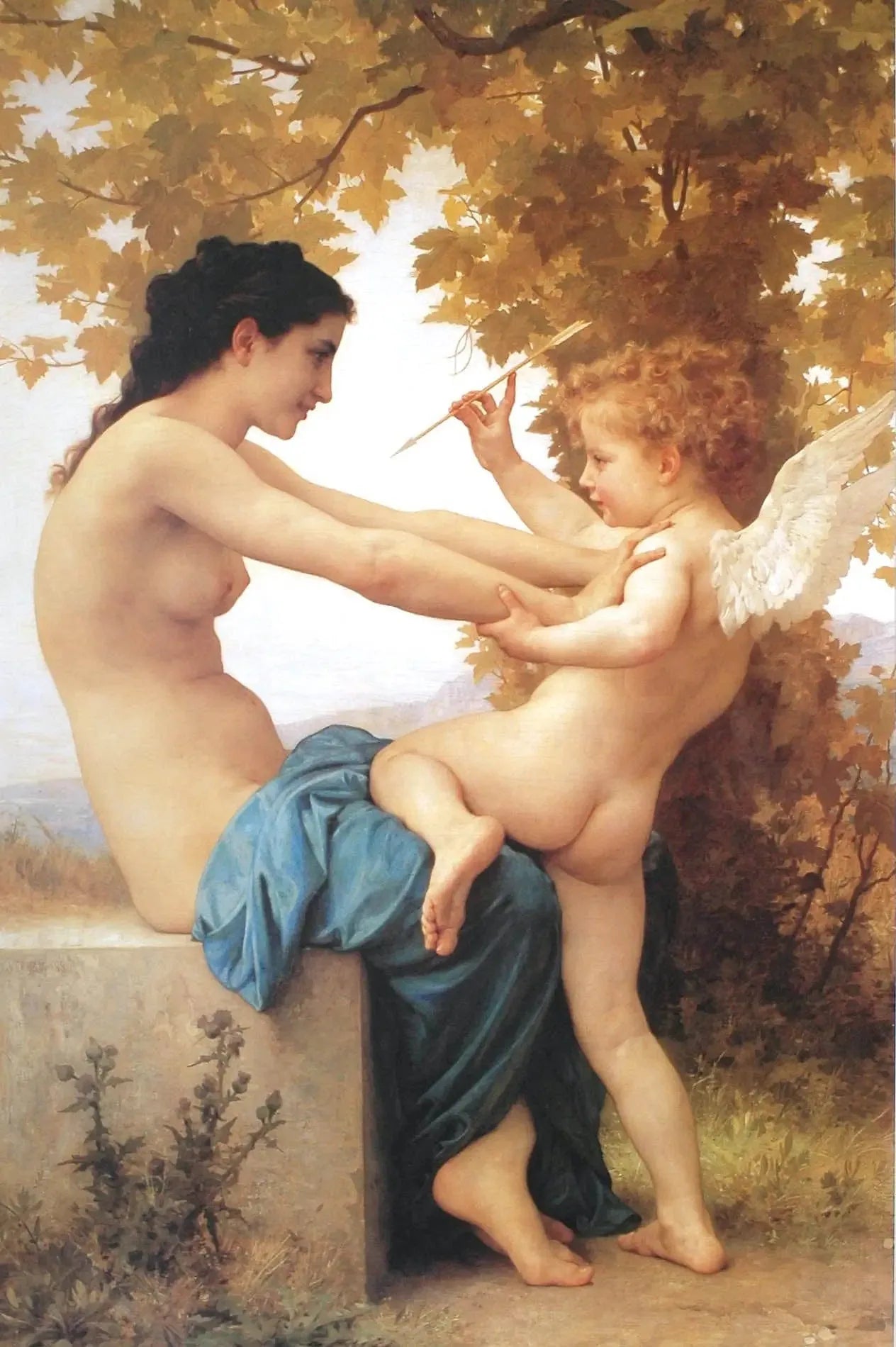 Jeune fille se défendant contre l'Amour - Bouguereau image 1 tableau peint à l’huile sur toile