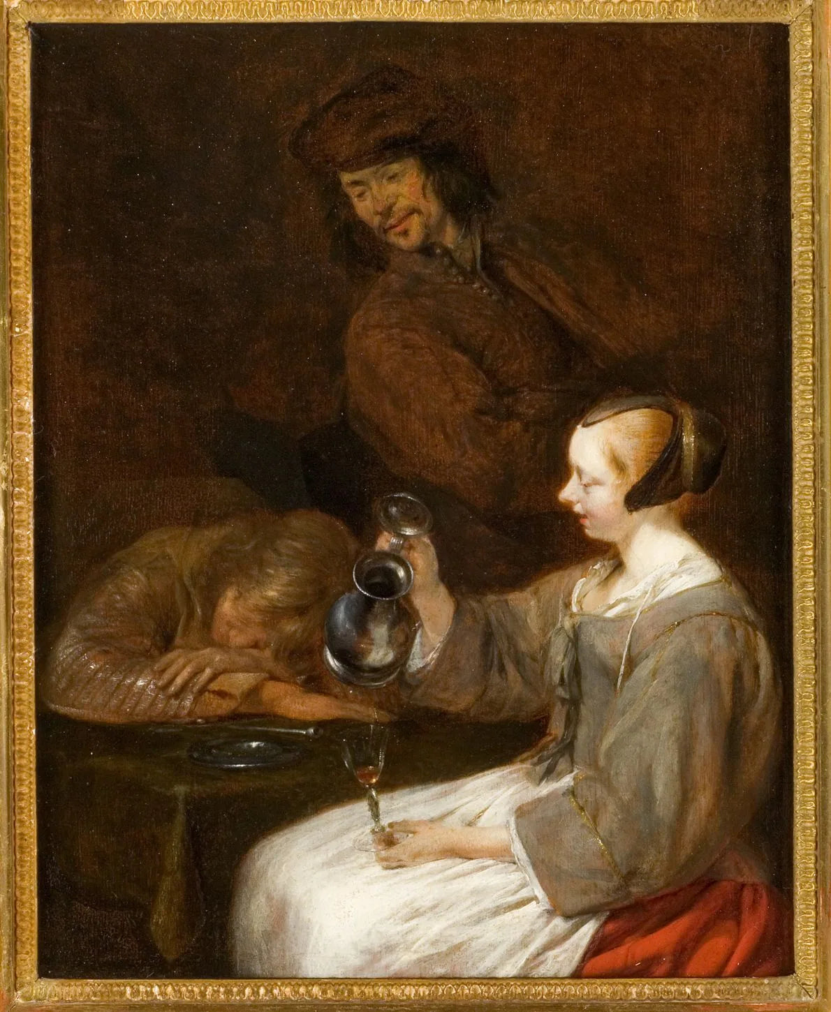 Jeune Hollandaise versant à boire - Gerard ter Borch image 1 reproduction artisanale de tableau