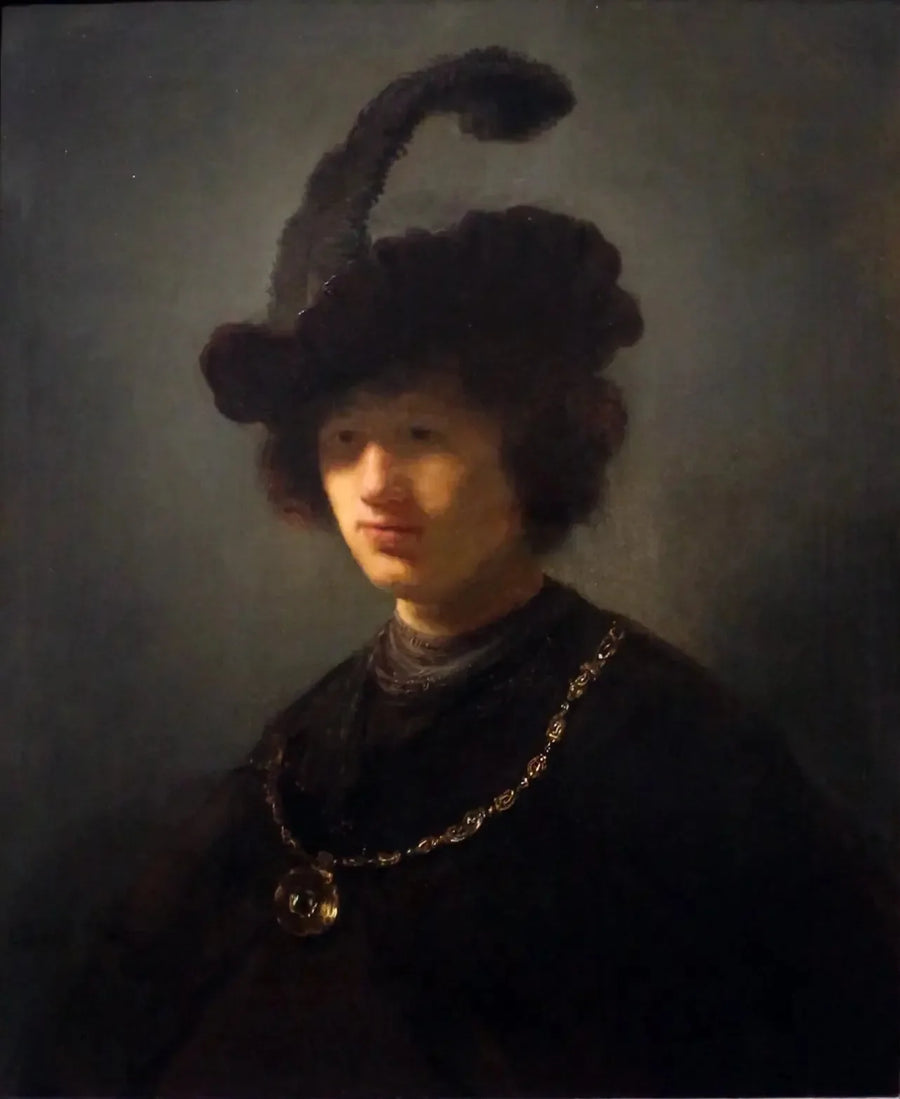 Joven con sombrero de plumas - Rembrandt