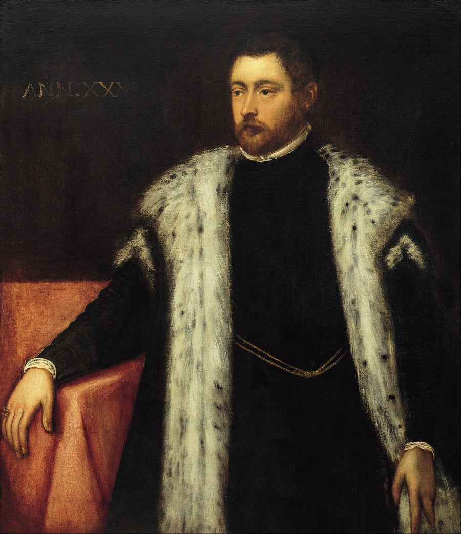 Joven de veinticinco años con un abrigo forrado de piel de oveja - Jacopo Tintoretto