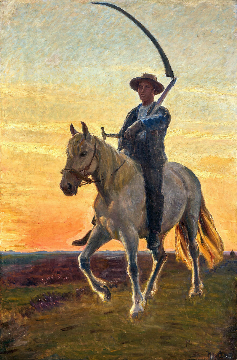 Joven cosechador regresando del campo a caballo. - Michael Peter Ancher
