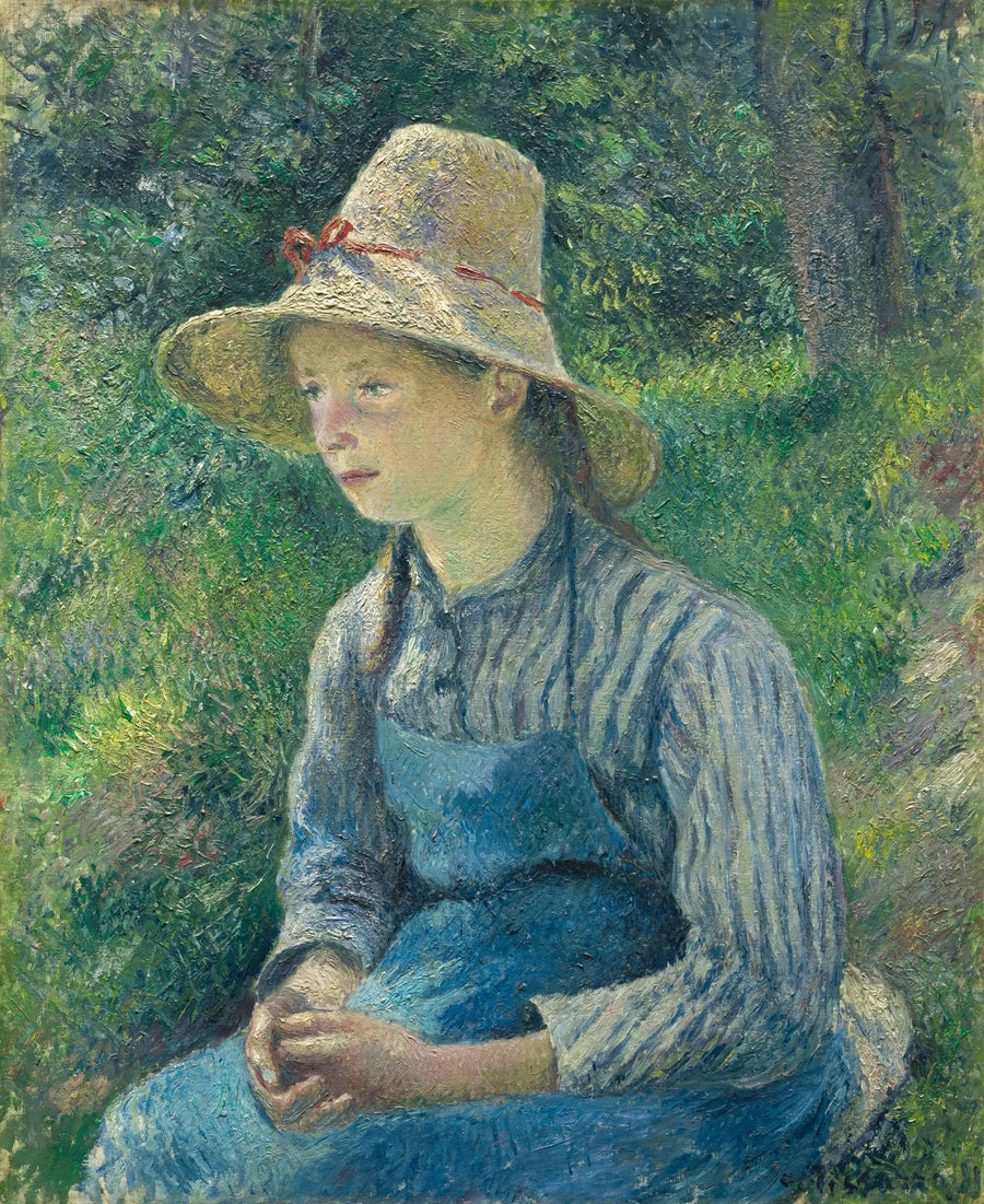 Joven campesina con sombrero de paja - Camille Pissarro