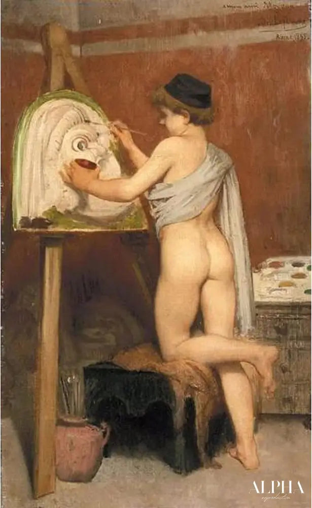 Jeune peintre des masques Grec - Jules Lefebvre - Reproductions de tableaux et peintures haut de gamme