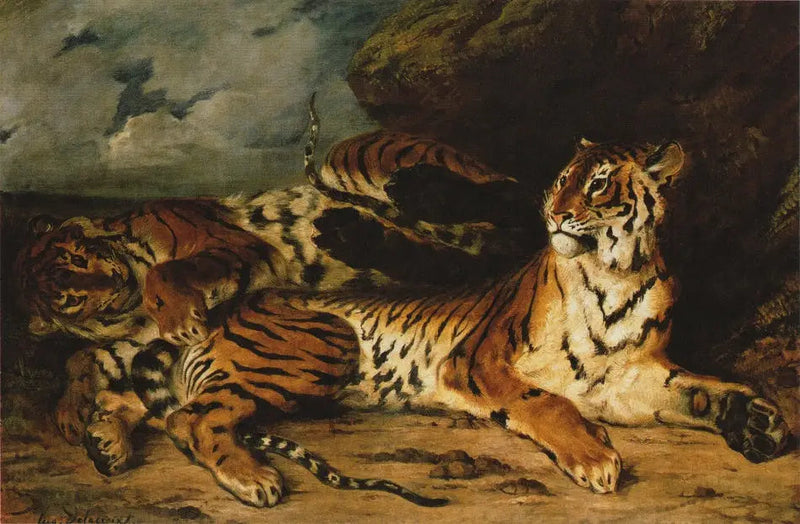 Joven tigre jugando con su madre - Eugène Delacroix