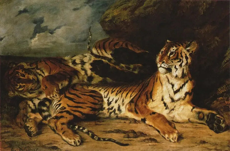 Joven tigre jugando con su madre - Eugène Delacroix