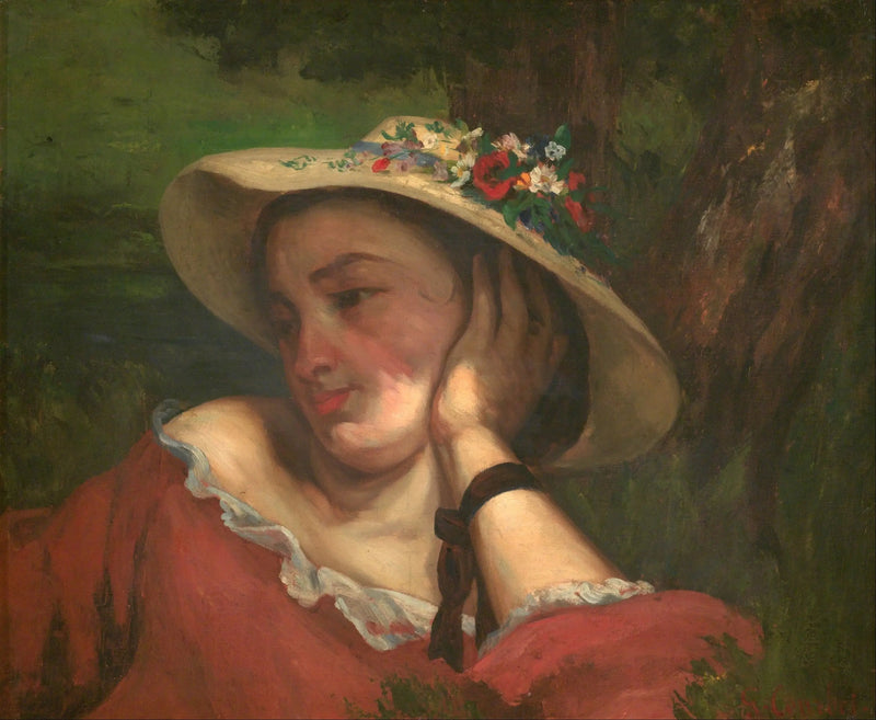 Jovenes damas junto al Sena – fragmento de un cuadro (Mujer con flores en su sombrero) - Gustave Courbet