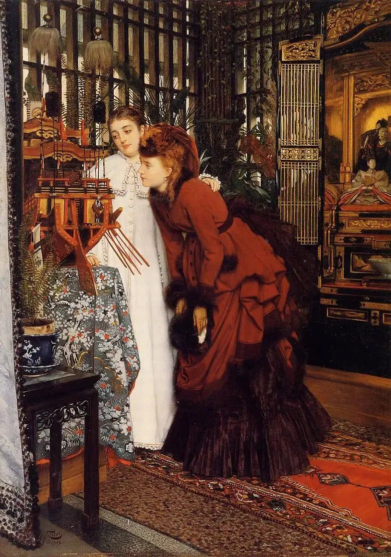 Jóvenes mujeres mirando artículos japoneses - James Tissot