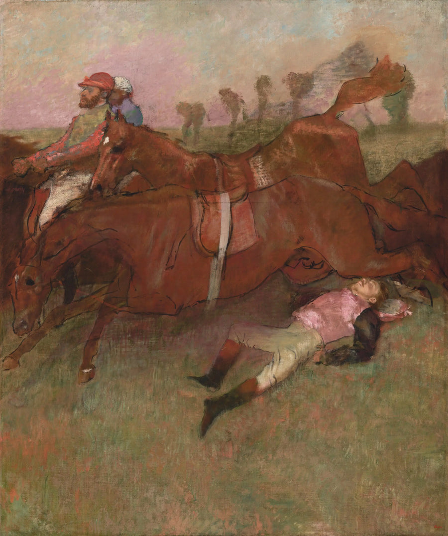 Scène du steeple-chase : le jockey tombé par Edgar Degas – reproduction peinture à l’huile
