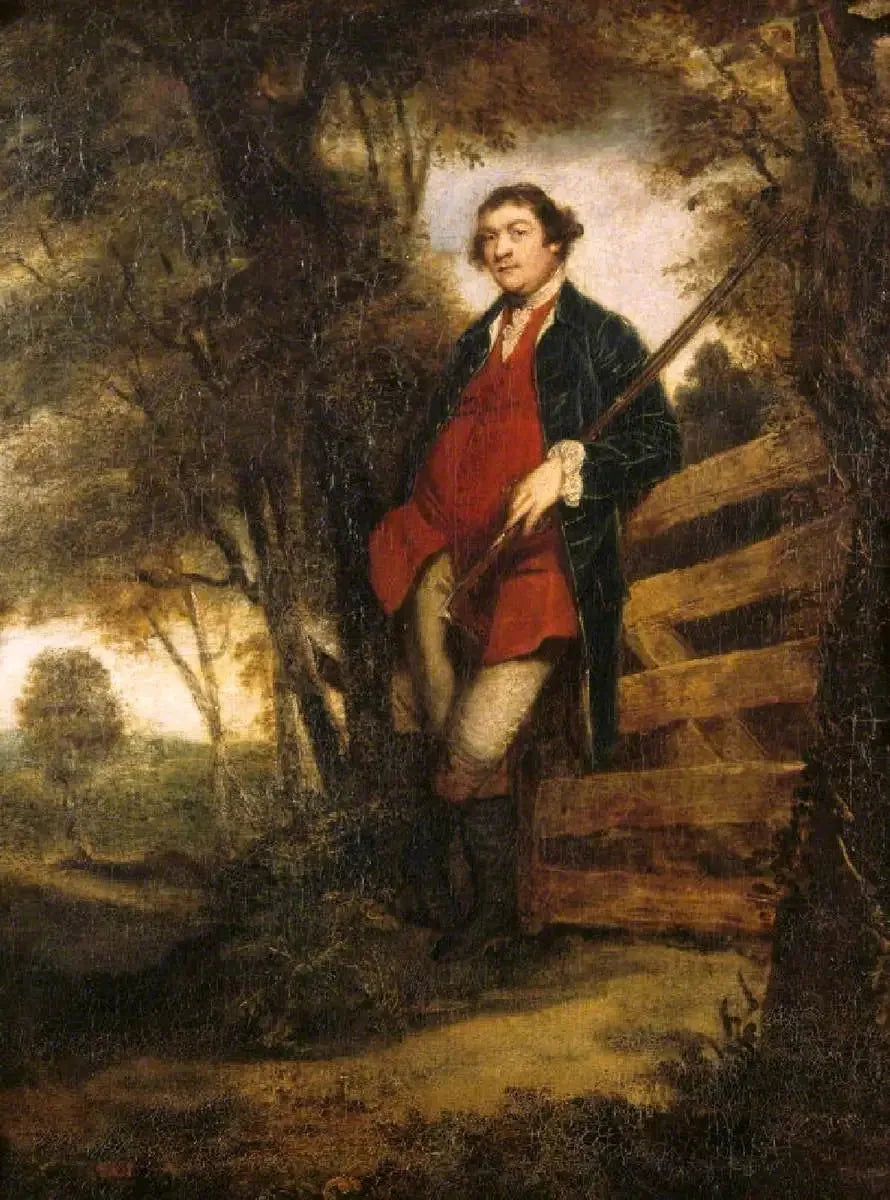 John Parker, 1er barón Boringdon (1734/5-1788), con su fusil, apoyado en una puerta - Joshua Reynolds