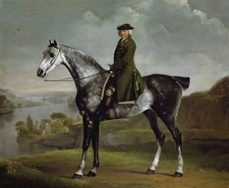 Joseph Smyth Esq, teniente de Whittlebury Forest, Northamptonshire, a caballo gris pommelé - George Stubbs