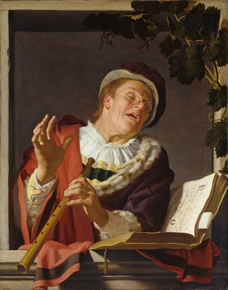 Jugador de flauta cantando - Gerrit van Honthorst
