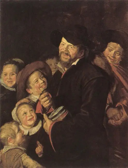 Jugador de Rommelpot con seis niños - Frans Hals