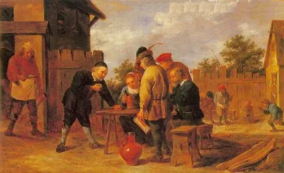 Jugadores de dados y bolos en una posada - David Teniers el Joven