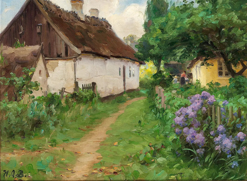Día de verano cerca de una granja. - H. A. Brendekilde