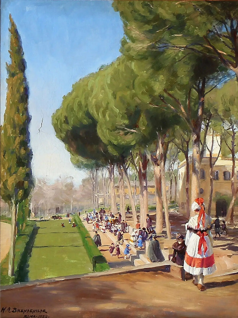 Día de verano en la Villa Borghese en Roma - H. A. Brendekilde