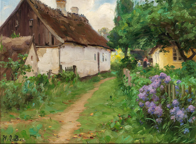 Día de verano cerca de una granja. - H. A. Brendekilde