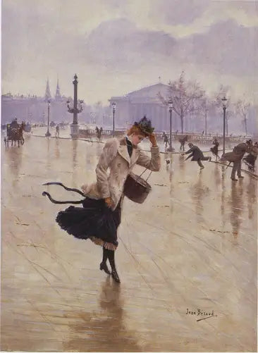 Día ventoso, Plaza de la Concordia - Jean Béraud