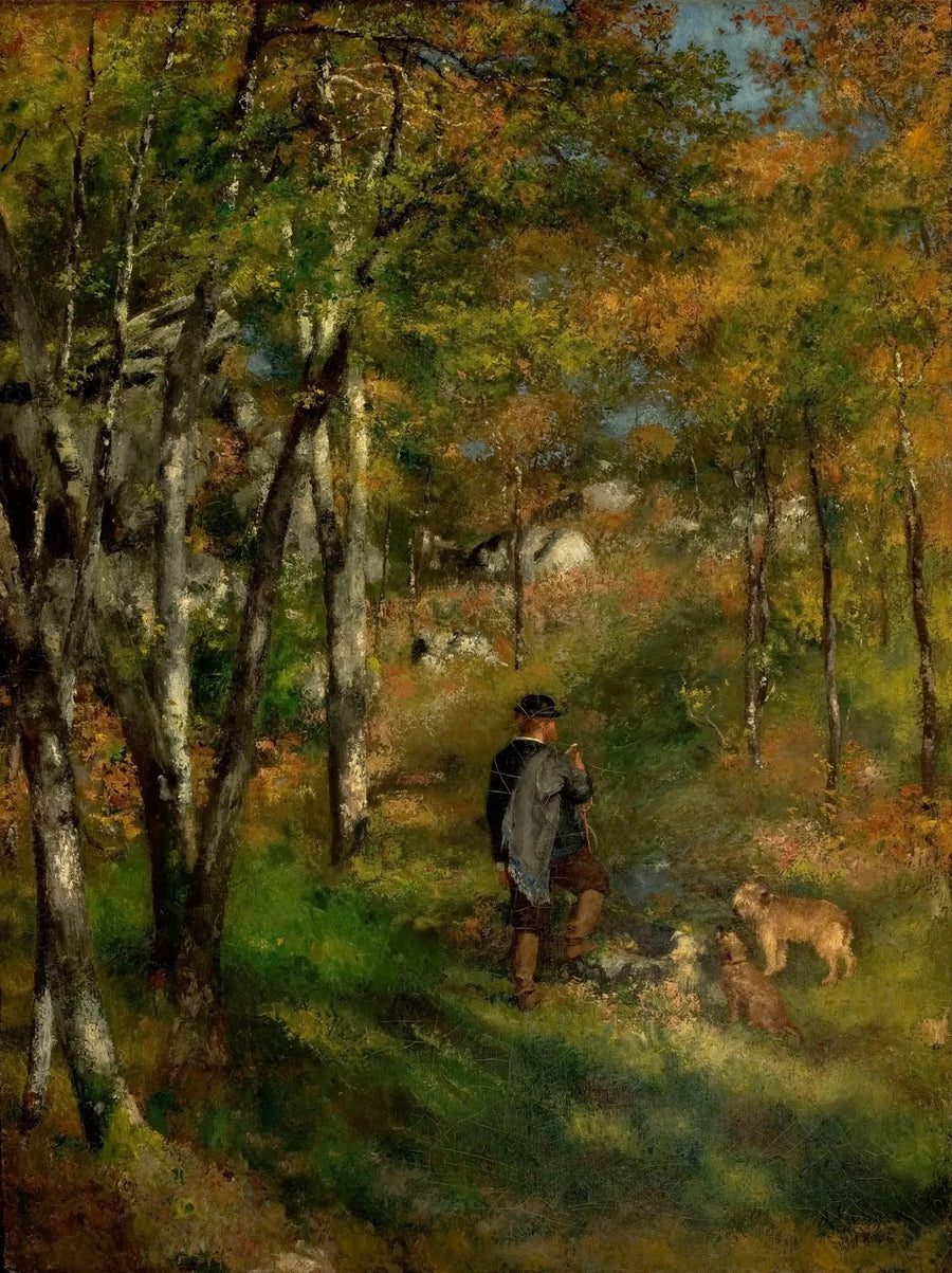 Jules le Cœur y sus perros en el bosque de Fontainebleau - Pierre-Auguste Renoir