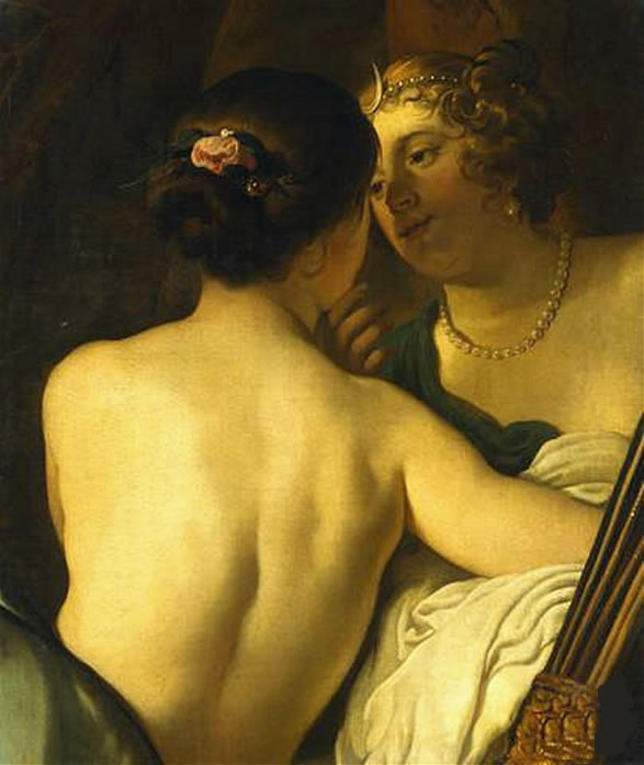 Júpiter, bajo los rasgos de Diana, seduce a Calisto - Gerrit van Honthorst