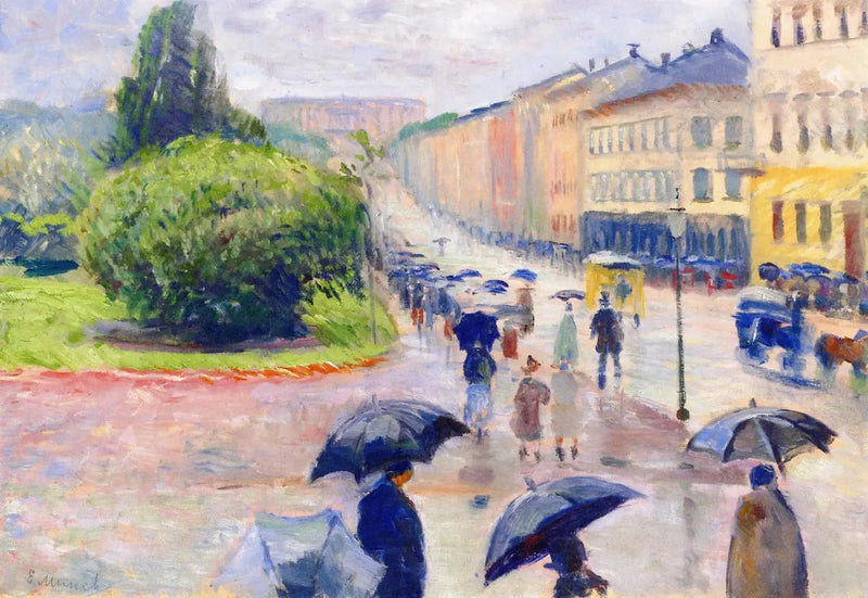 Karl Johan bajo la lluvia - Edvard Munch