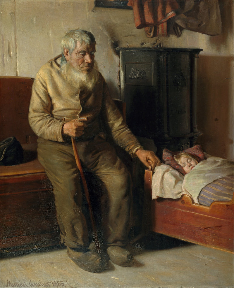 Kristian, ciego, cuida a un niño - Michael Peter Ancher