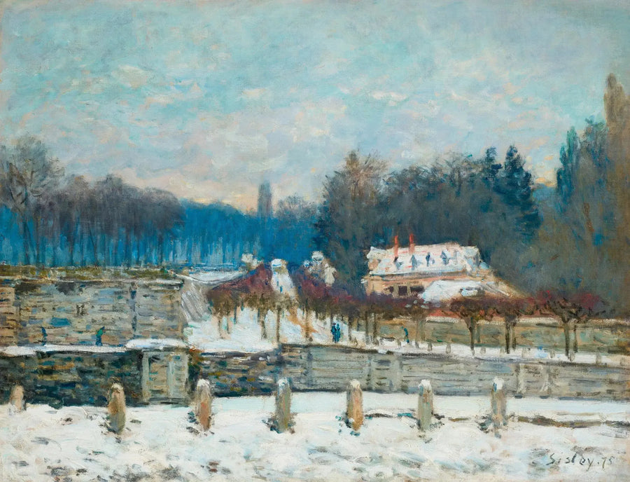 El Abrevadero de Marly-le-Roi, nieve o Día de invierno en Marly - Alfred Sisley