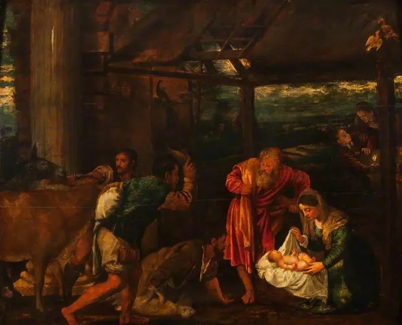 La adoración de los pastores - Tiziano