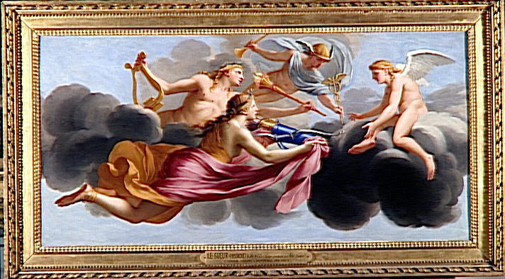 El amor recibe el homenaje de Diana, Apolo y Mercurio - Eustache Le Sueur