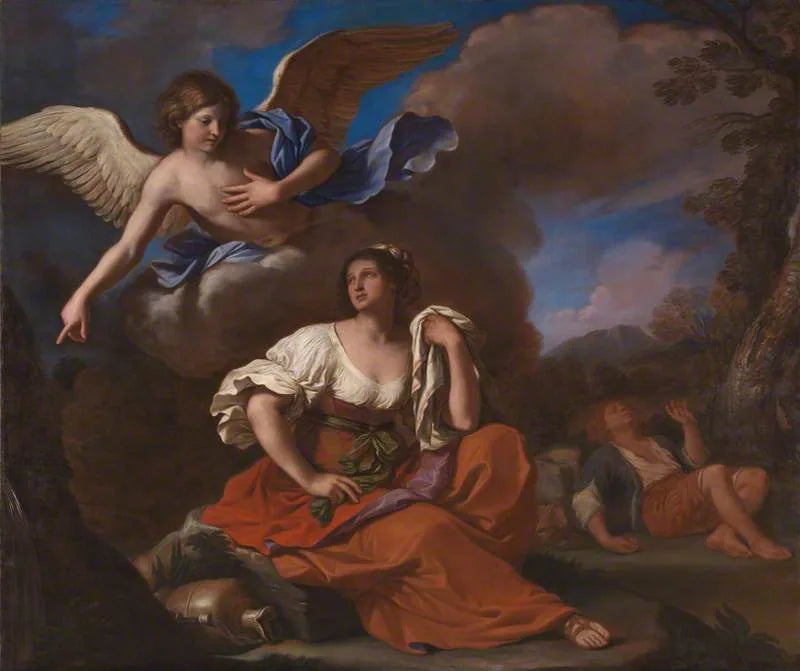 El ángel aparece a Agar e Ismael - Guercino