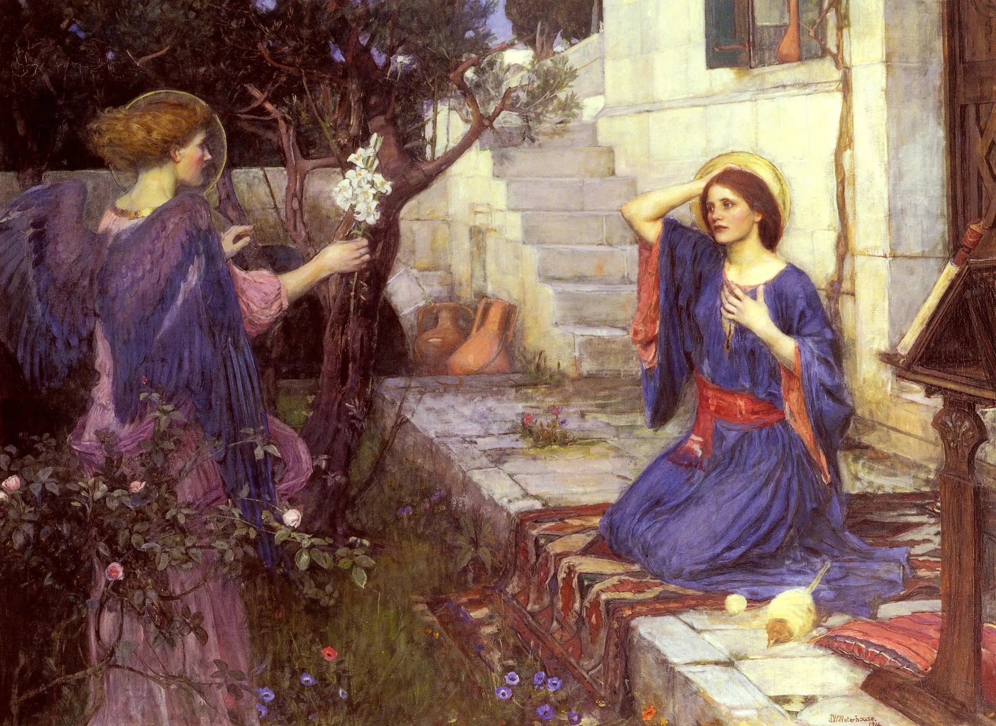 L'Annonciation - John William Waterhouse image 1 reproduction de peinture à l’huile