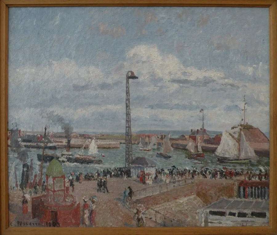 El muelle de los pilotos en Le Havre. Alta mar. Tarde. Sol - Camille Pissarro