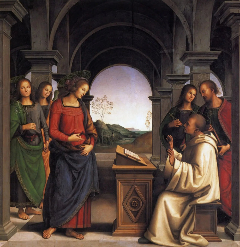La aparición de la Virgen a san Bernardo - Pietro Perugino